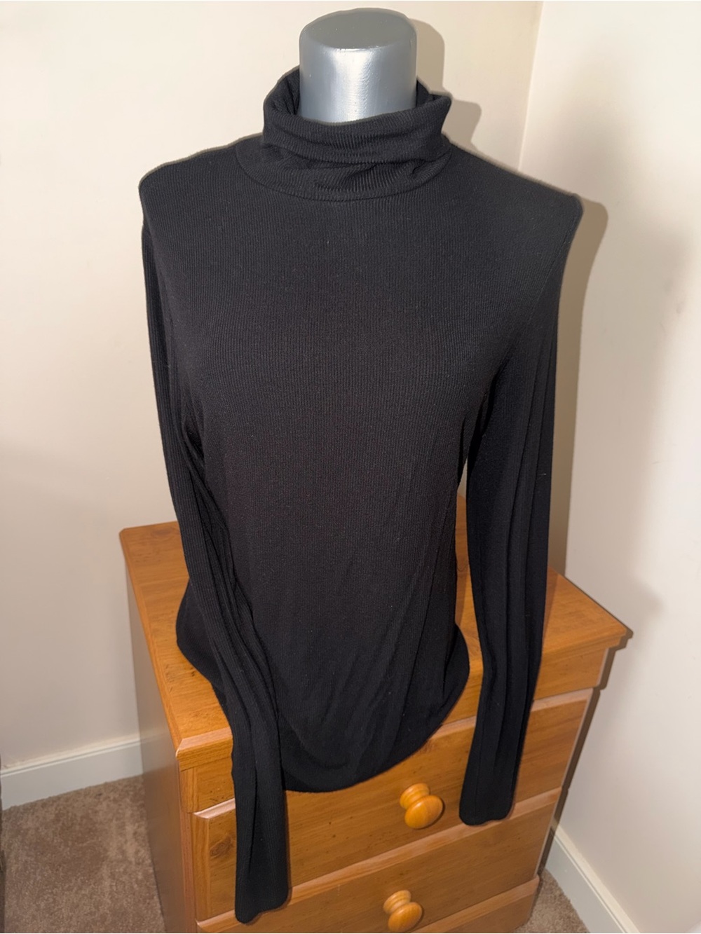 Revamped Black Ribbed Turtleneck Sweater